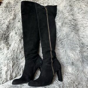 Stuart Weitzman Black Suede Leather Knee High Boots Size 7